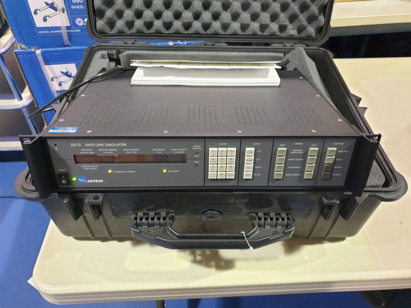Adtech SX/12 data link simulator in Peli 1600 prot...