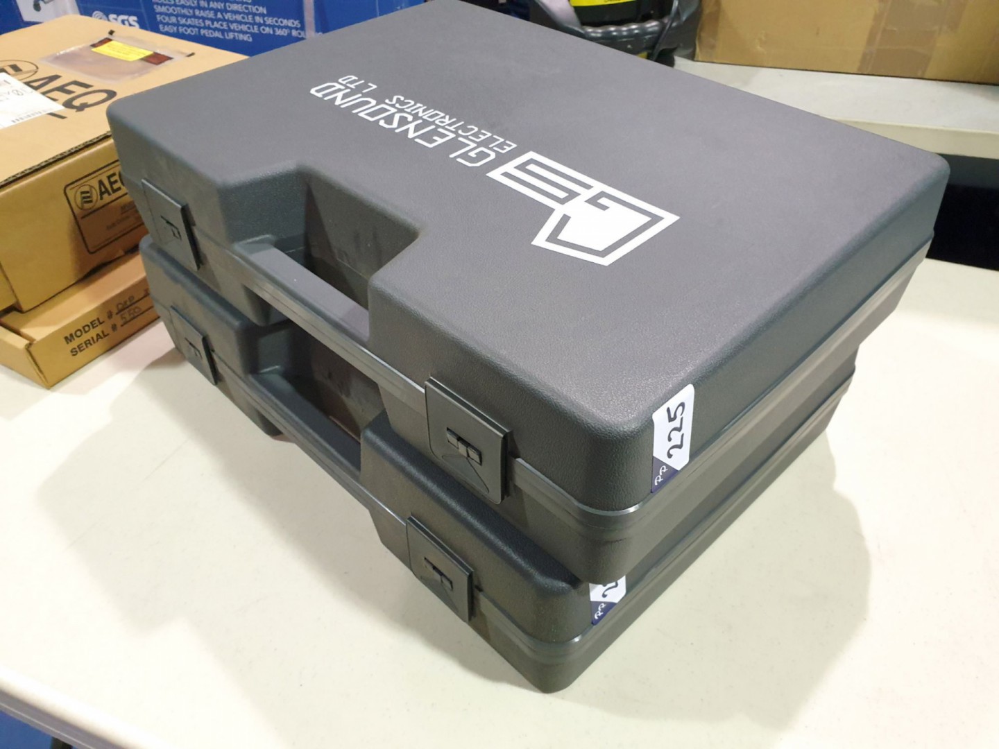 2x Glensound grey plastic carry cases