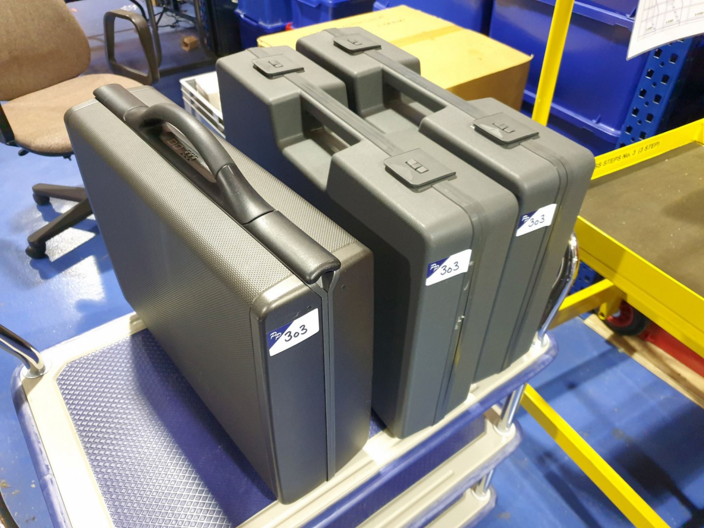 2x Glensound grey plastic transit cases, Samsonite...