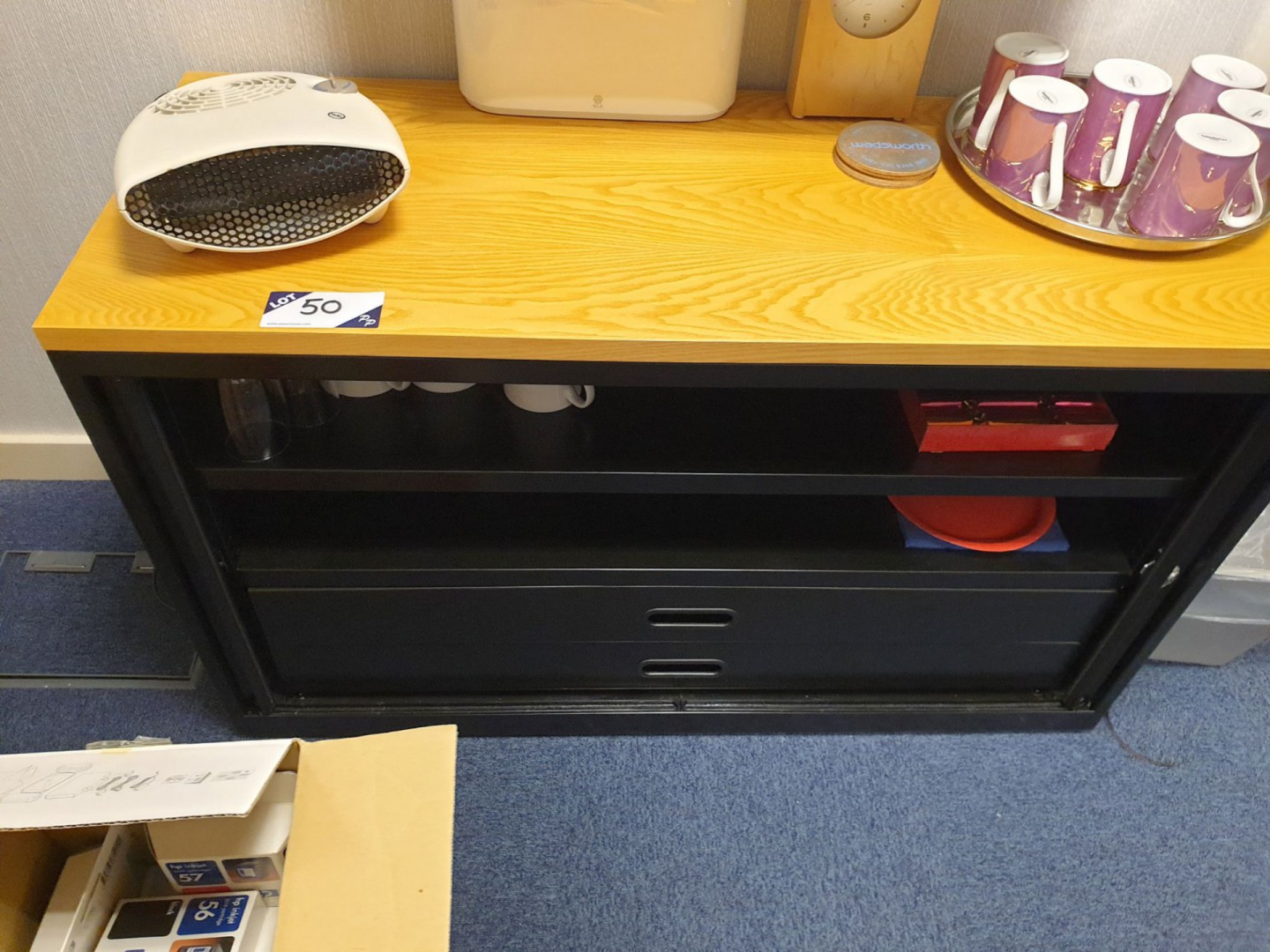 Metal sliding door wooden top storage cabinet,1200...