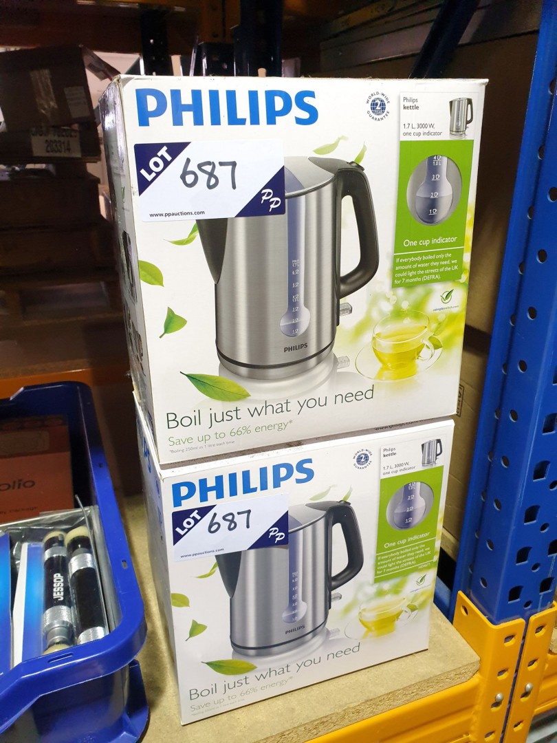 2x Philips 1.7L electric kettles (boxed & unused)