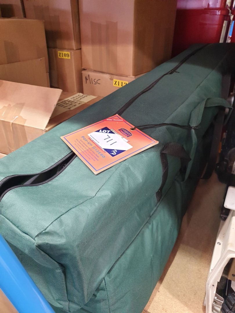 2x Camelot pop-up green gazebos, 2.5x2m in carry b...
