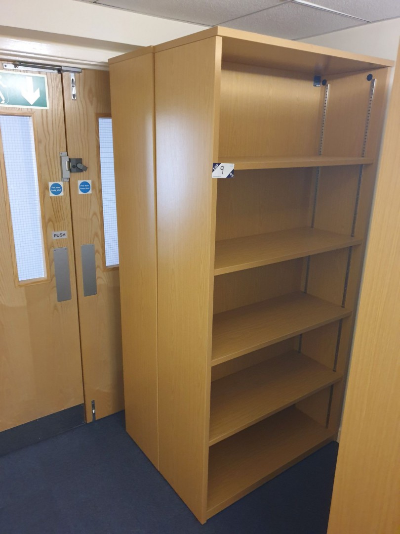 2x Sven Christiansen light oak multi shelf book ca...