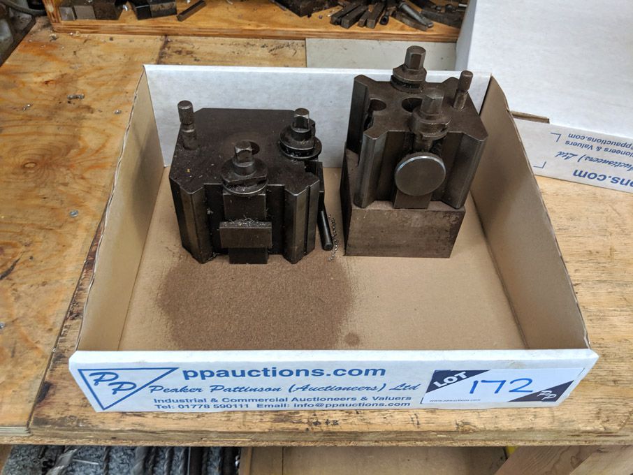 Qty various lathe tool holders, 2x lathe tool post...