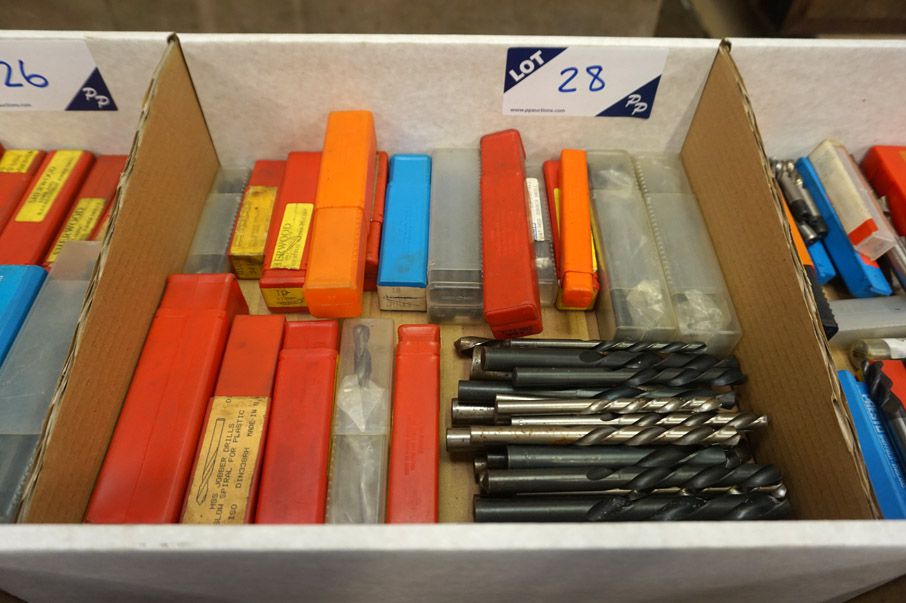 Qty various HSS LH straight shank twist drills