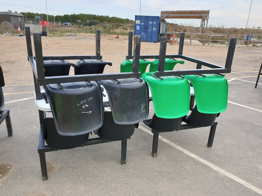 4x plastic / wooden canteen tables & chairs