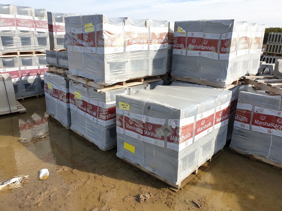 Qty Marshalls concrete gully bases on 5 pallets
