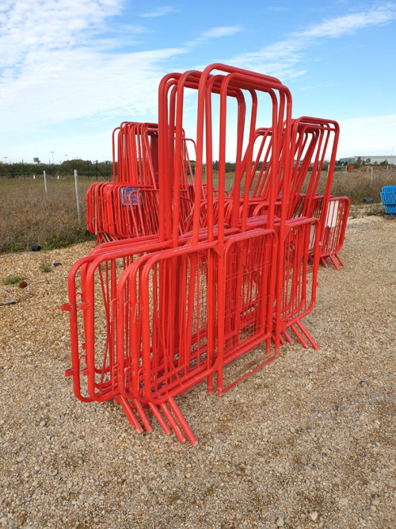 7x red pedestrian gates