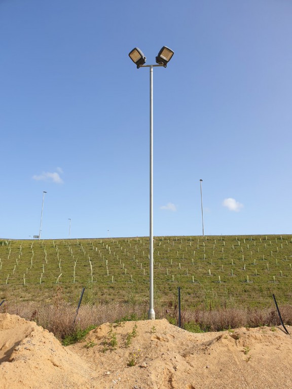 3x Dual LED flood lights on lamp post