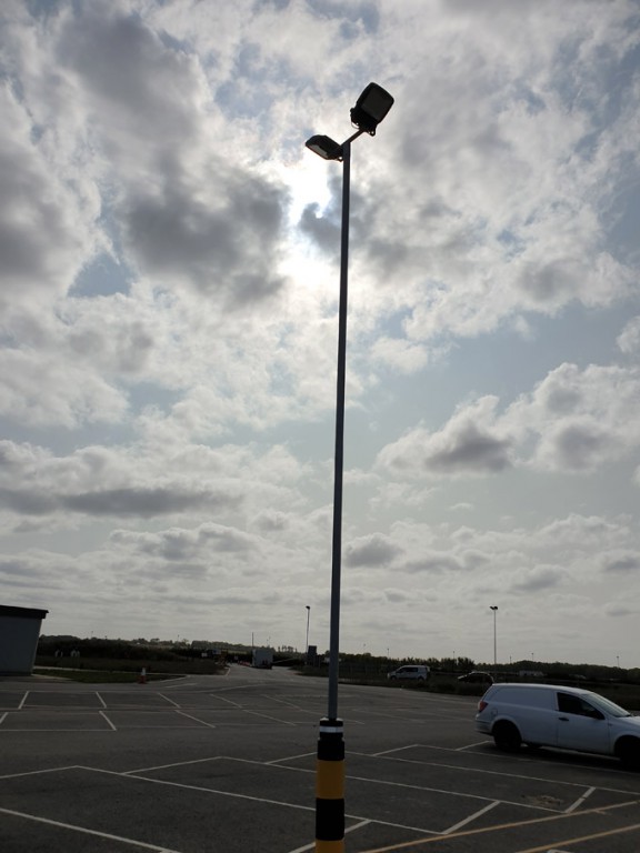 3x Dual LED flood lights on lamp post