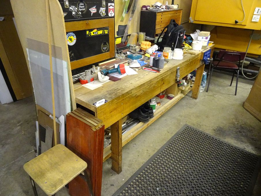 2440x830x870mm high carpenter's workbench, built i...