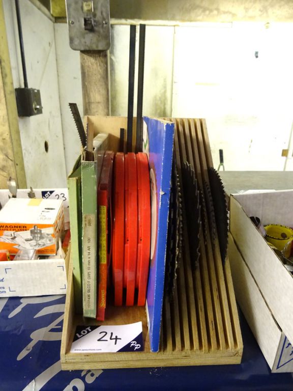 Qty various cutting saws, bandsaw blades etc