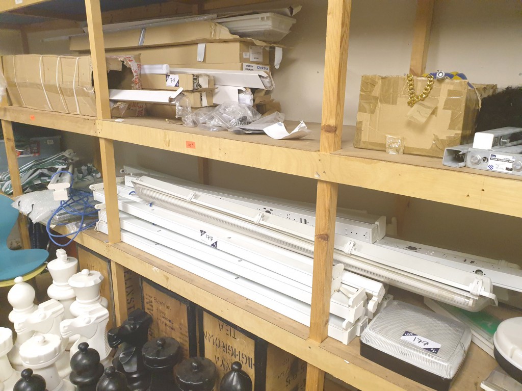 Qty various electric strip lights, emergency light...