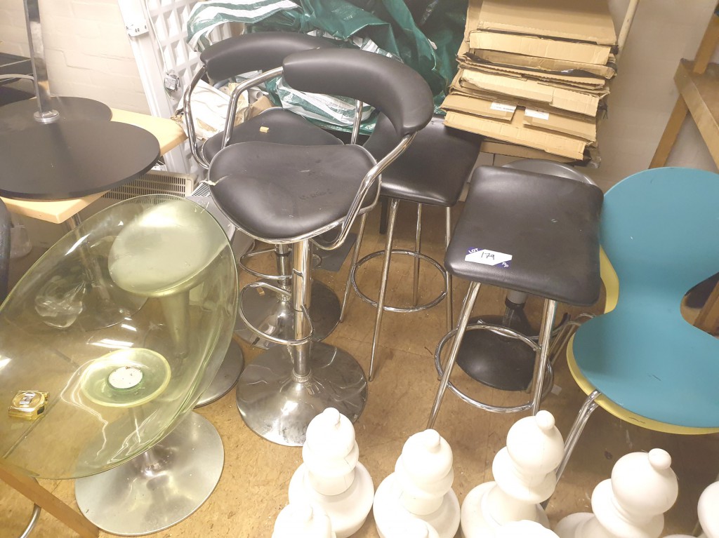 Qty various leather effect, plastic, wood stools &...