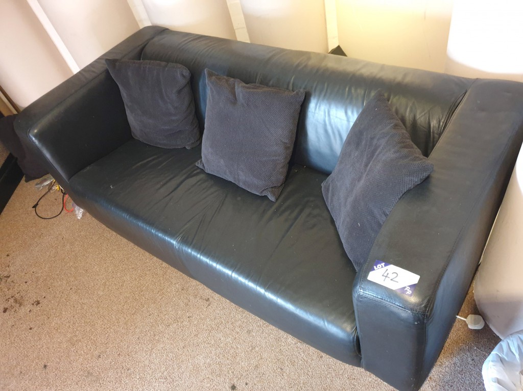 Black leather effect 2 seater sofa, 1800mm, 3x bla...