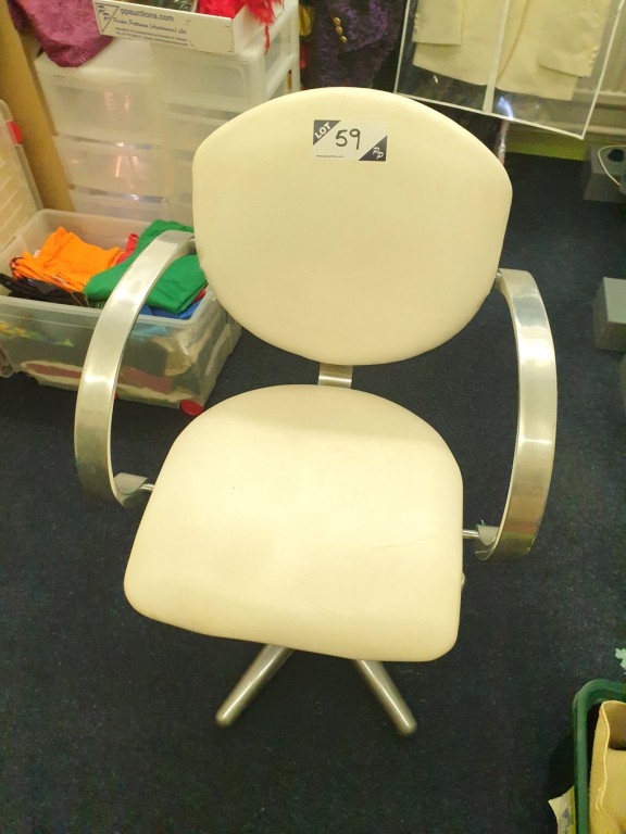 White leather effect chrome leg make-up chair