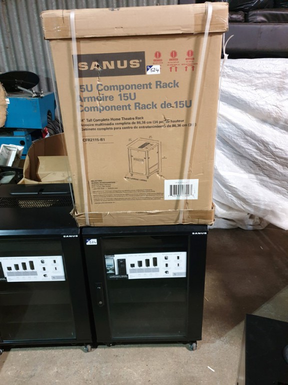 2x Sanus 15U mobile component rack (unused)