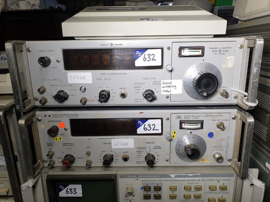 2x HP 5245L electronic counters with HP 5253B / 52...