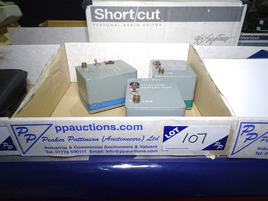 3x BBC vintage telephone battery test boxes