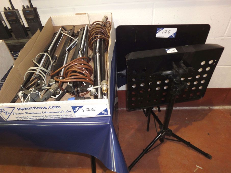 9x various flexible microphone arms & 2x music she...