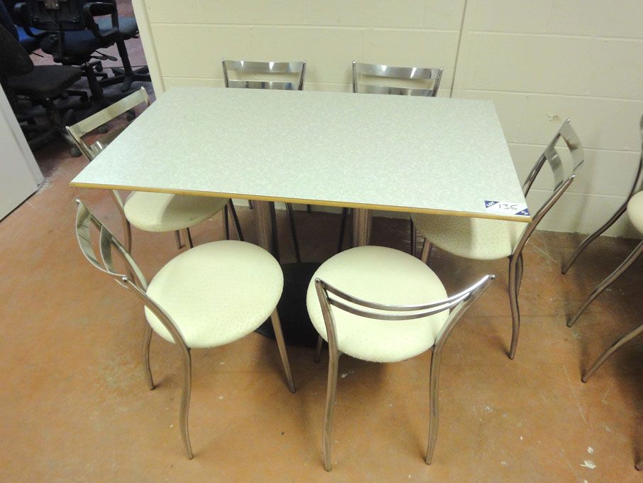 1200x700mm canteen table with 6x cream chrome fram...