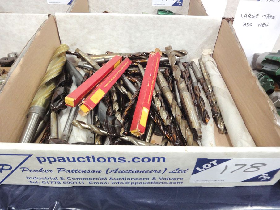 Qty various HSS taper shank twist drills to 22mm a...