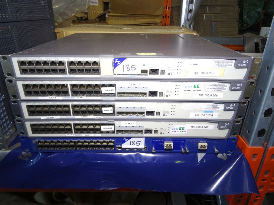4x 3com Superstack Ethernet switches, Netgear swit...