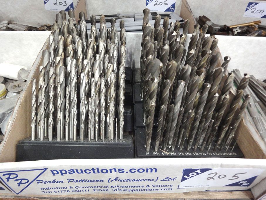 Qty various straight shank twist drills in stands...