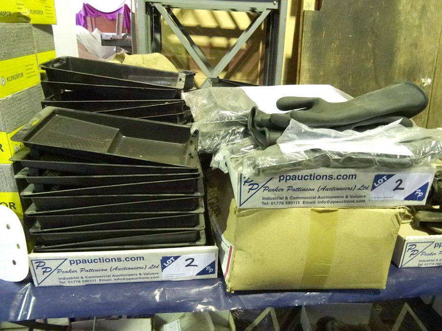 Qty 130mm wide paint trays in 3 boxes & Qty Chempr...