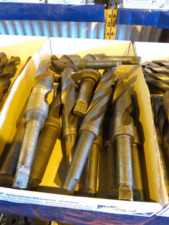 Qty HSS taper shank twist drills to 2 5/16" approx...