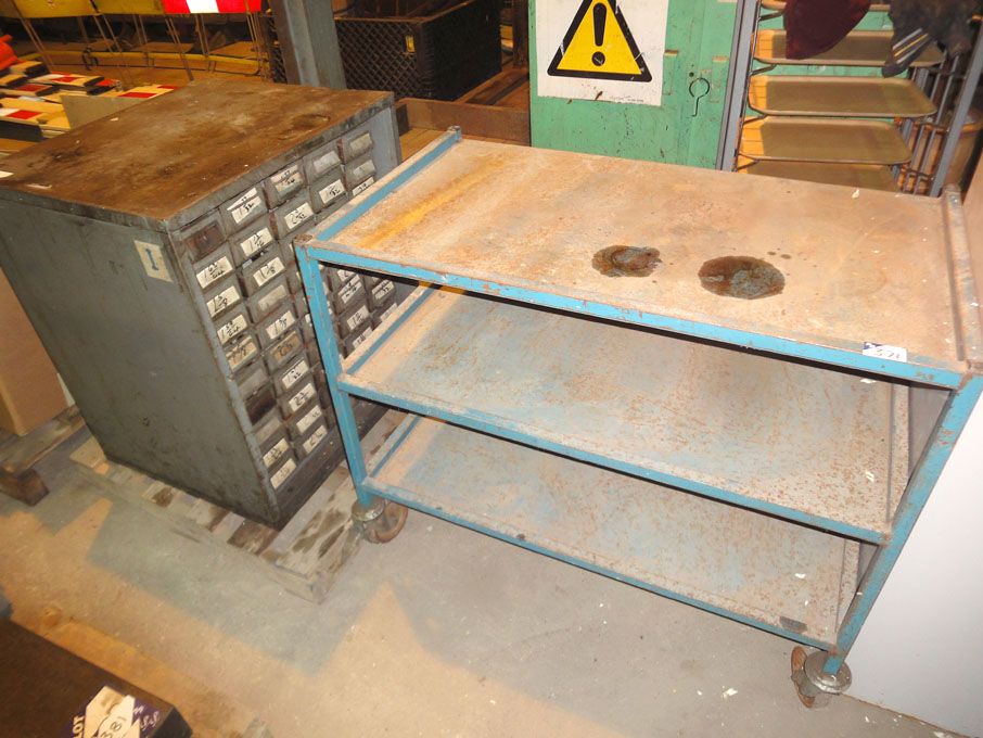 Mobile storage trolley, 1050x600x800mm & multi dra...