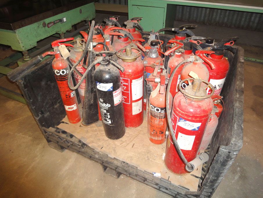 Qty various fire extinguishers inc: Co2, water, fo...