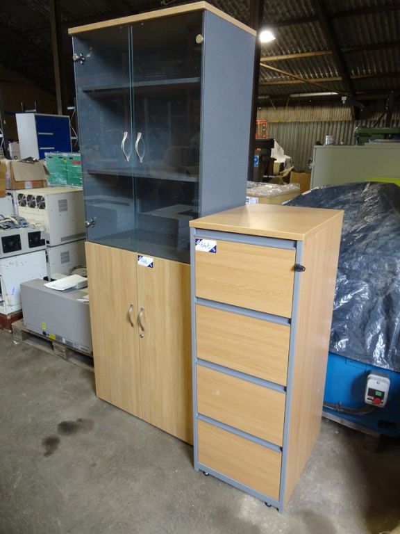 4 drawer maple effect filing cabinet, 4 door glass...