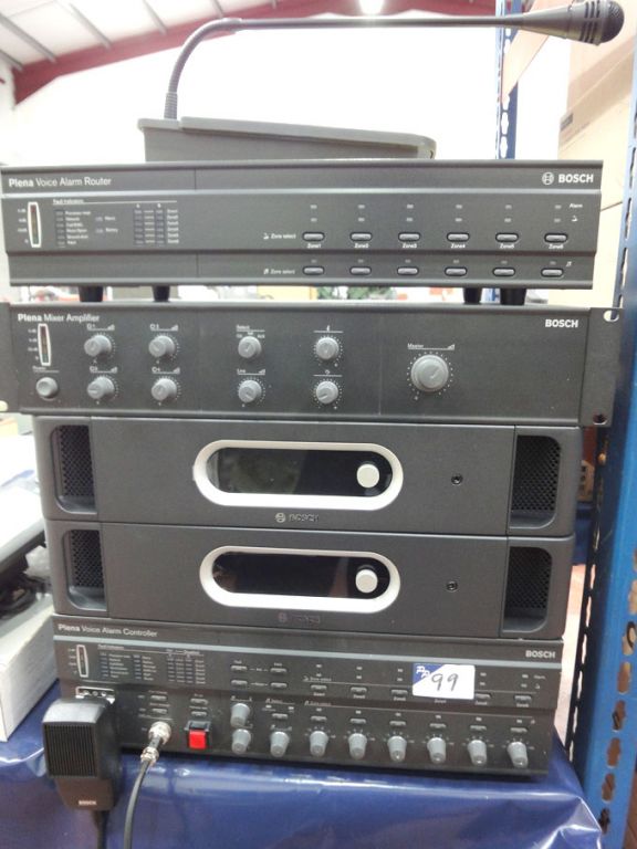 Qty Bosch Plena sound system inc: voice alarm rout...