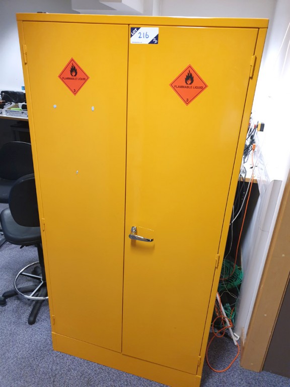 Yellow flammable liquid 2 door storage cupboard, 3...