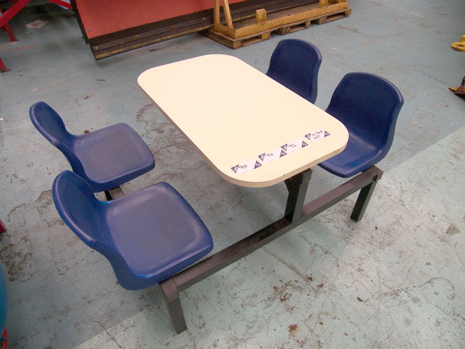 10x 4 seater canteen tables, blue/cream - Located...