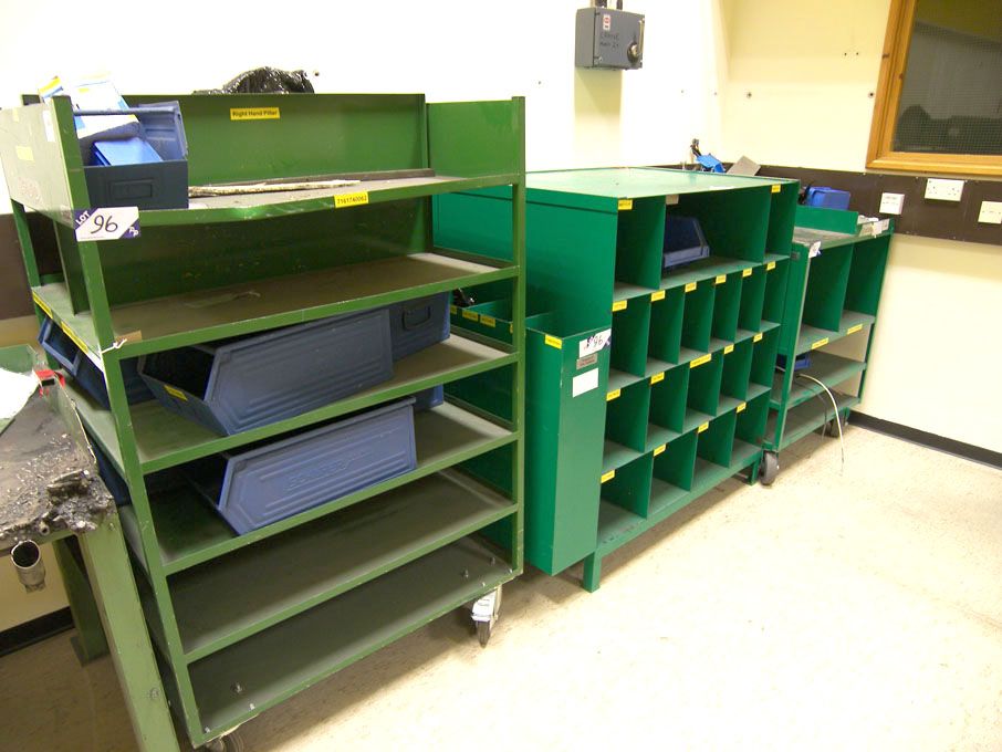 3x multi compartment mobile storage trolleys