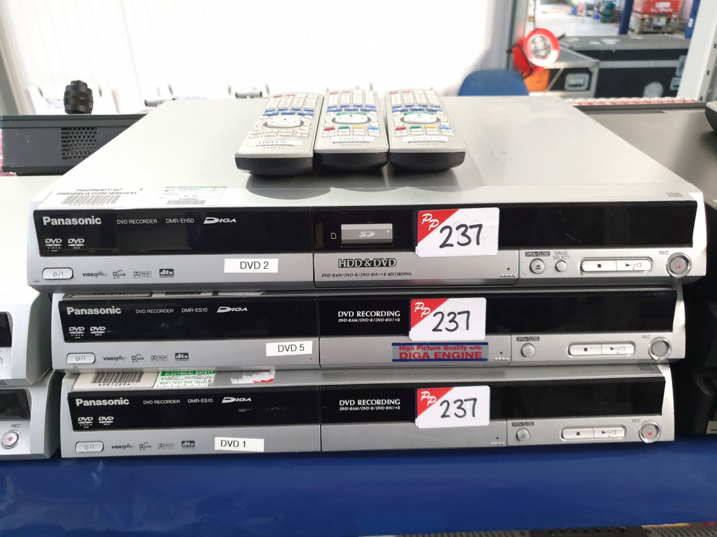 2x Panasonic DMR-ES10 DVD recorders with remotes,...