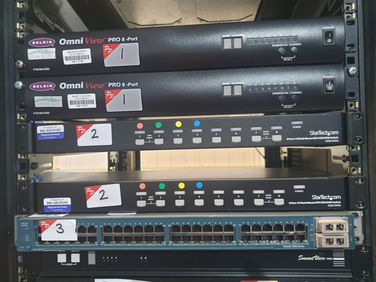 2x Startech.com SV831DVIU rack mount DVI USB KVM s...