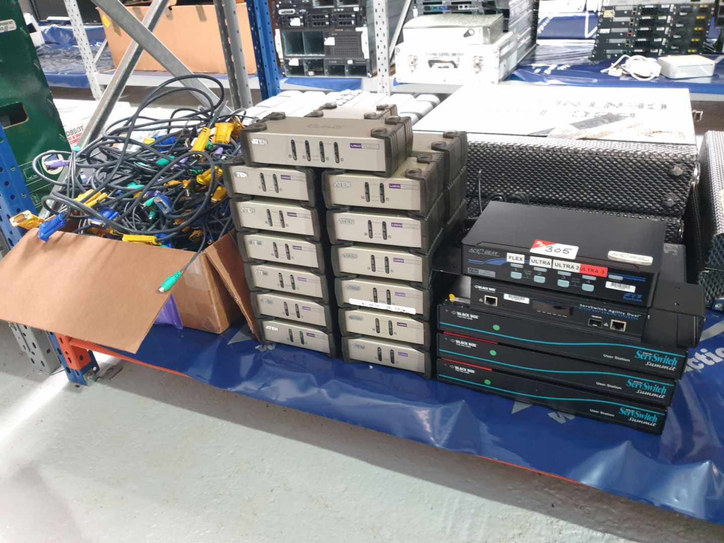 Qty various inc: 30x ATEN C582U KVM switches, 4x B...