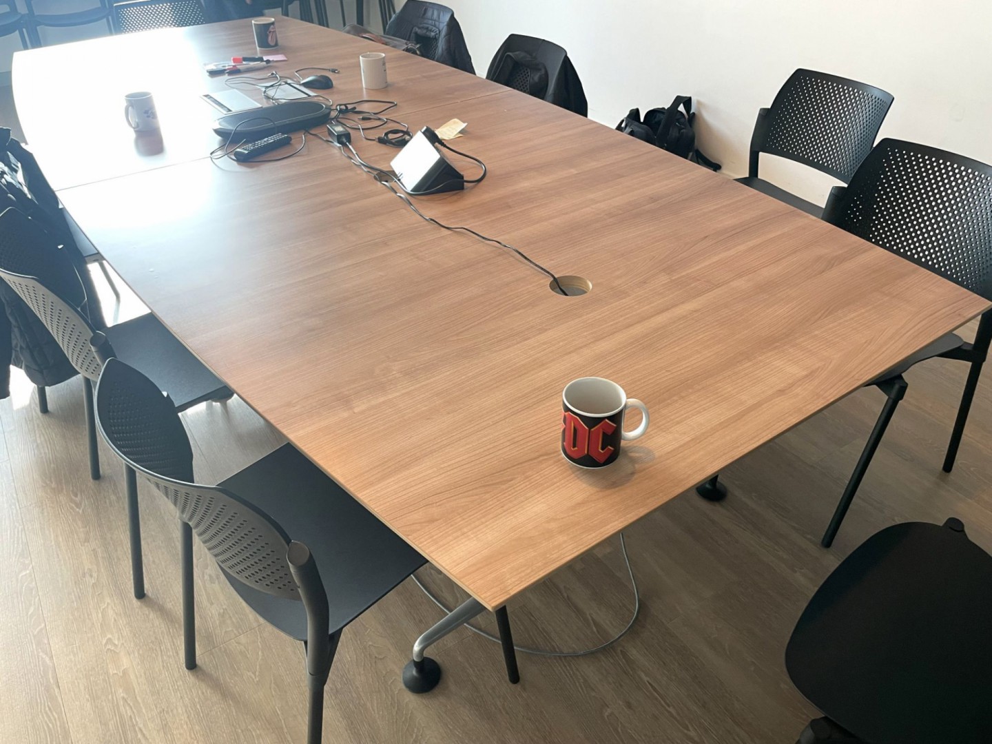 Orange Box walnut effect 2 section meeting table,...