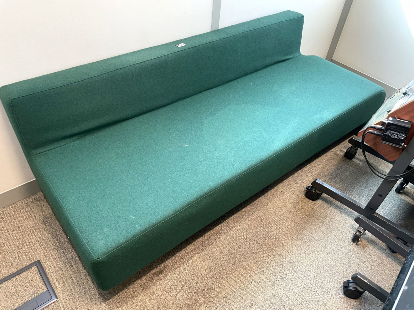 Green upholstered 3 seater sofa, 2000mm long - Lot...