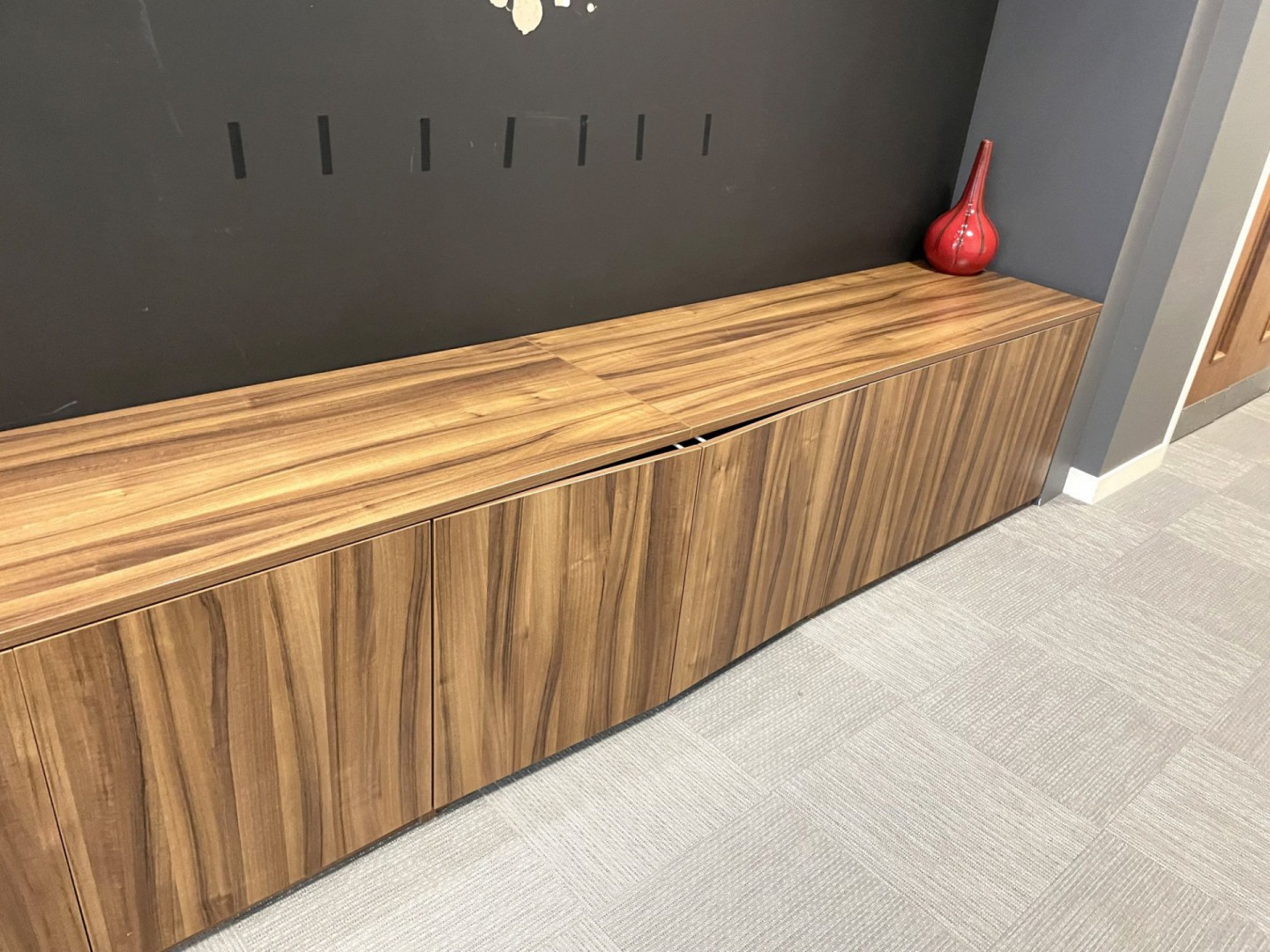 Walnut effect 3x double 2 door cupboards, 3600x600...