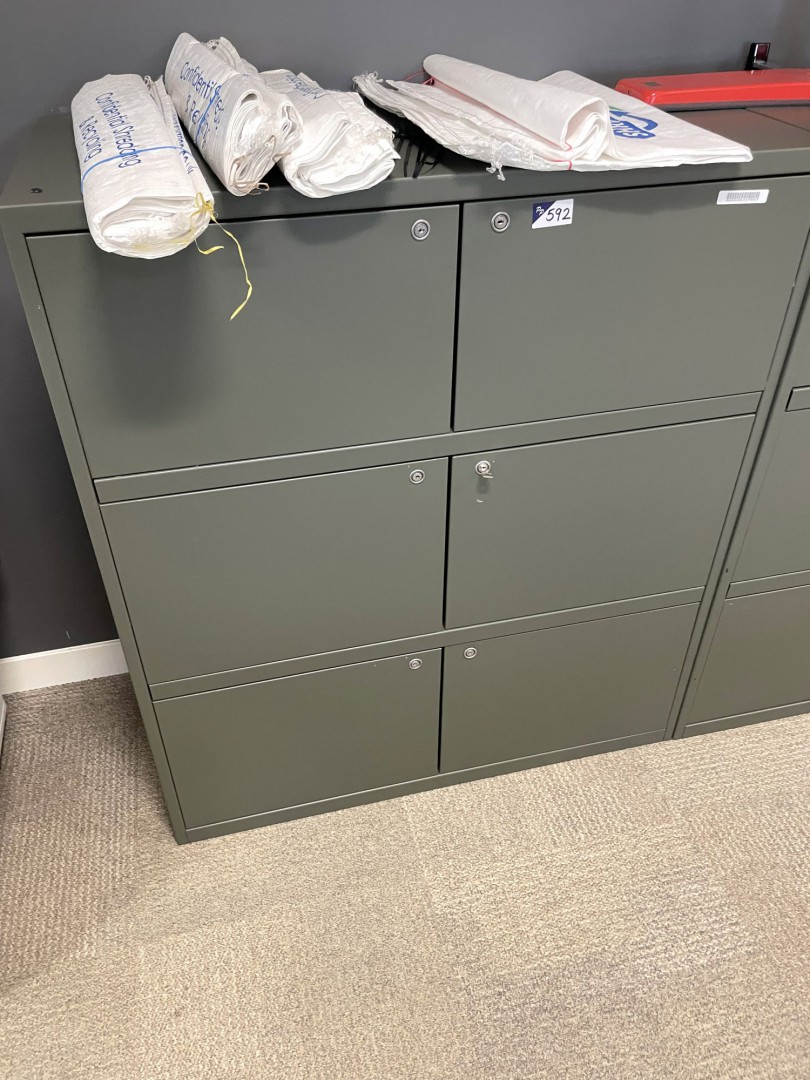 Green metal 6 compartment storage lockers, 1000x11...