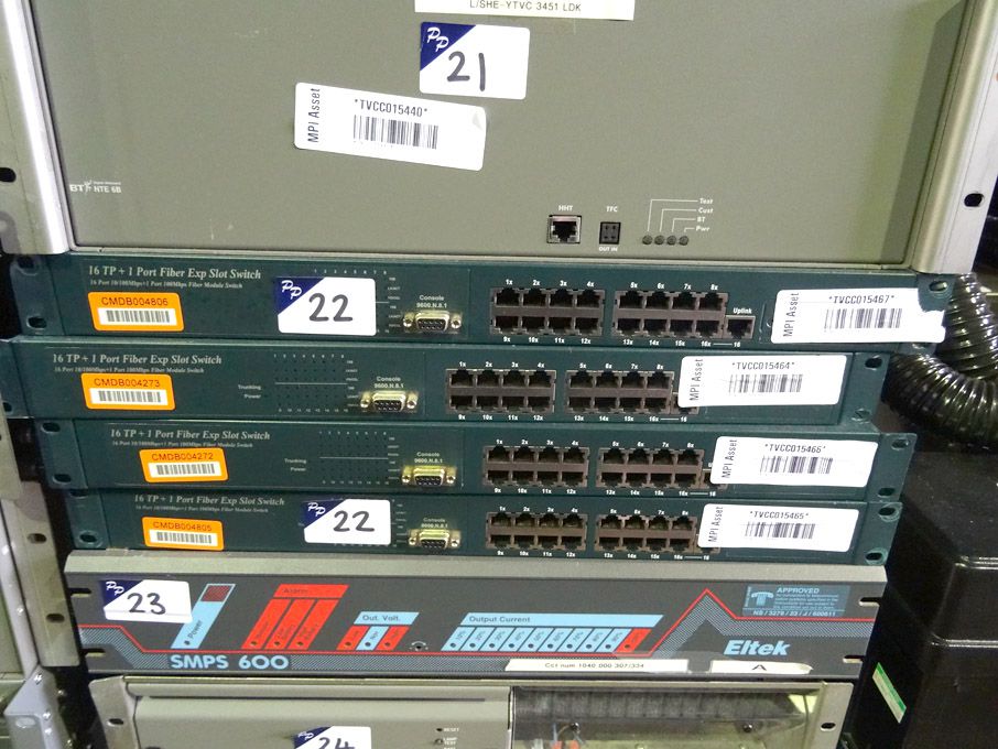 4x Exanet 16 port 10 / 100Mbps fibre module switch...