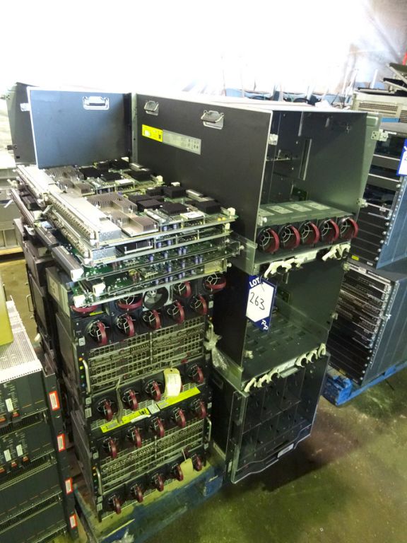 Qty various HP, Cisco chassis with plug in modules...
