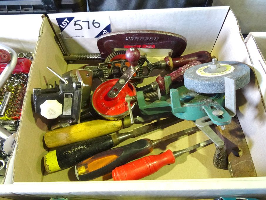Qty various tools inc: drill sharpener, VICC, clam...