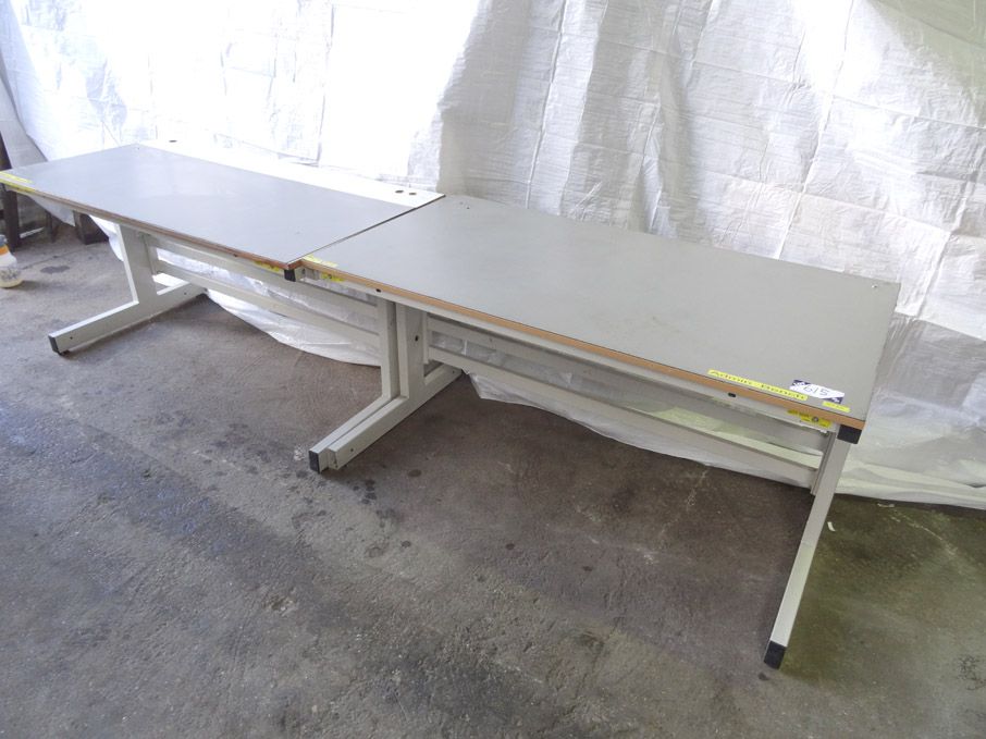 2x adjustable height anti static workbenches, 1500...