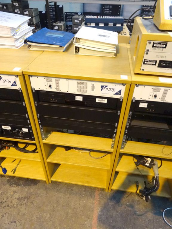 Wooden storage rack with contents inc: Samsung DVD...