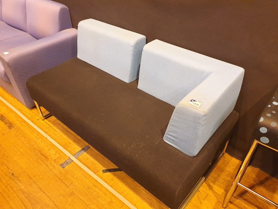Black & green upholstered 2 seater bench type sofa